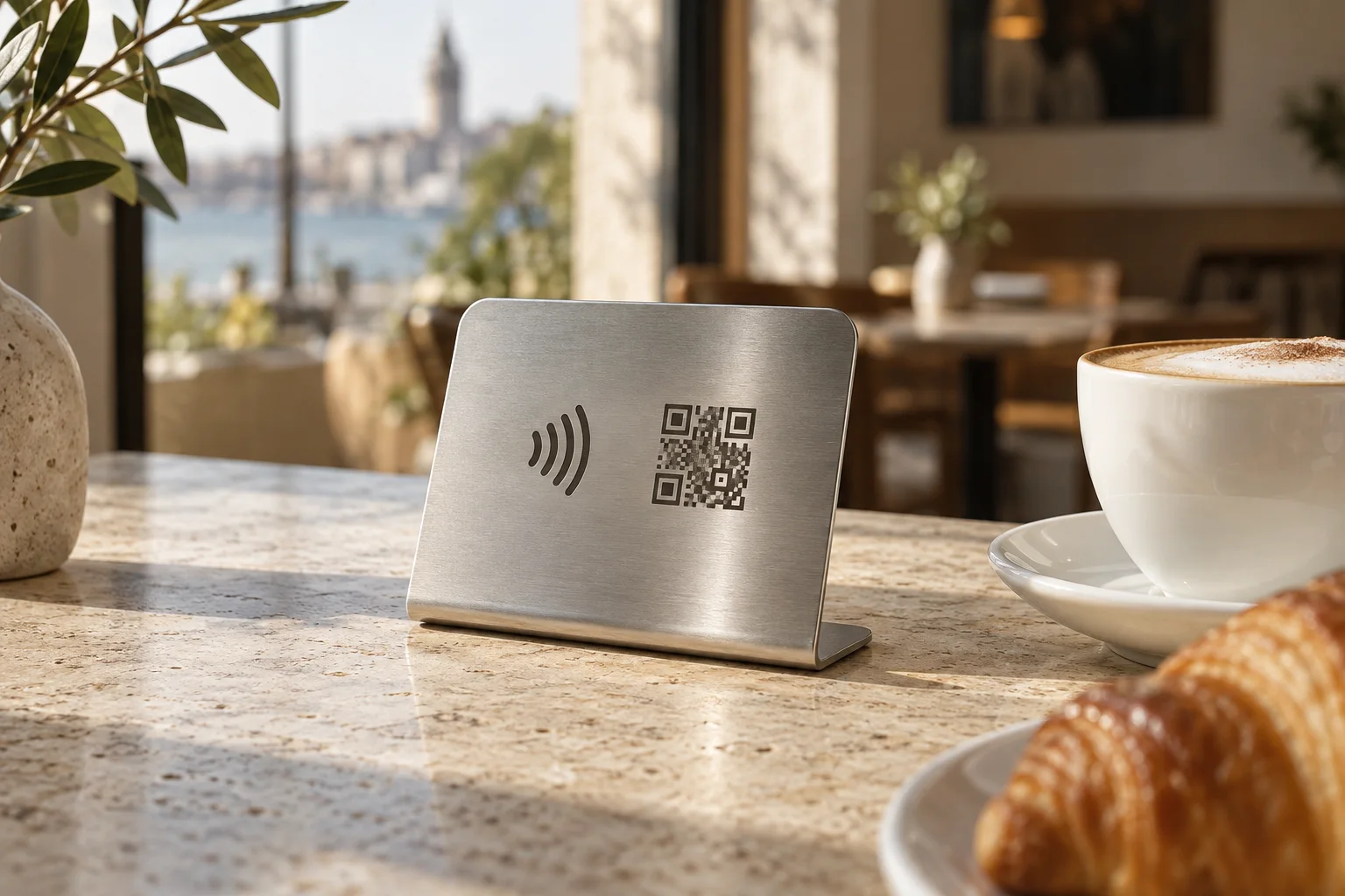 Masada metal QR ve NFC menü standı